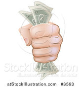 Vector Illustration of a Hand with a Fist Full of Cash Money by AtStockIllustration