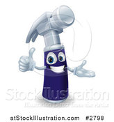 Vector Illustration of a Happy 3d Blue Handled Hammer Character Holding a Thumb up by AtStockIllustration