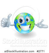 Vector Illustration of a Happy 3d Globe Holding a Thumb up by AtStockIllustration