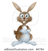 Vector Illustration of a Happy Alert Brown Bunny Rabbit by AtStockIllustration