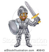 Vector Illustration of a Happy Black Male Knight in Full Armor by AtStockIllustration