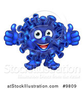 Vector Illustration of a Happy Blue Virus or Monster Giving Two Thumbs up by AtStockIllustration