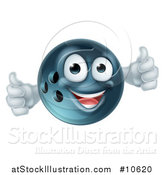 Vector Illustration of a Happy Bowling Ball Mascot Giving Two Thumbs up by AtStockIllustration