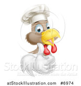 Vector Illustration of a Happy Brown and White Chicken Chef Facing Right and Giving a Thumb up by AtStockIllustration