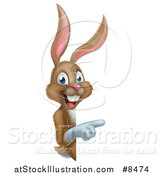 Vector Illustration of a Happy Brown Bunny Rabbit Pointing Around a Sign by AtStockIllustration