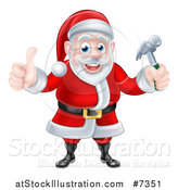 Vector Illustration of a Happy Christmas Santa Claus Carpenter Holding a Hammer and Giving a Thumb up 3 by AtStockIllustration