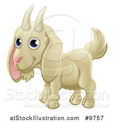 Vector Illustration of a Happy Cute White Goat by AtStockIllustration