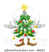 Vector Illustration of a Happy Decorated Christmas Tree by AtStockIllustration