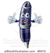 Vector Illustration of a Happy Fountain Pen Mascot Giving Two Thumbs up by AtStockIllustration