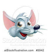 Vector Illustration of a Happy Gray Rat Face by AtStockIllustration