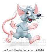 Vector Illustration of a Happy Gray Rat Running by AtStockIllustration