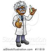 Vector Illustration of a Happy Male Scientist Holding a Test Tube and Giving a Thumb up by AtStockIllustration