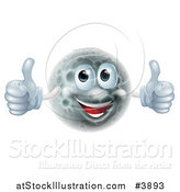 Vector Illustration of a Happy Moon Man Holding Two Thumbs up by AtStockIllustration