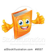 Vector Illustration of a Happy Orange Book Character Giving Two Thumbs up by AtStockIllustration