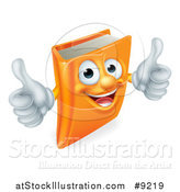 Vector Illustration of a Happy Orange Book Character Smiling and Holding Two Thumbs up by AtStockIllustration