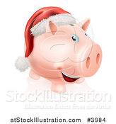 Vector Illustration of a Happy Piggy Bank with a Christmas Santa Hat by AtStockIllustration