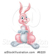 Vector Illustration of a Happy Pink Easter Bunny Rabbit by AtStockIllustration