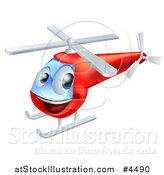 Vector Illustration of a Happy Red Helicopter by AtStockIllustration