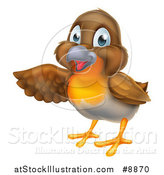 Vector Illustration of a Happy Robin Bird Presenting to the Left by AtStockIllustration