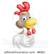 Vector Illustration of a Happy White and Brown Chicken or Rooster Giving a Thumb up by AtStockIllustration