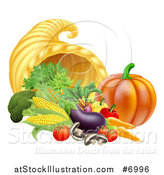 Vector Illustration of a Harvest of Fall Vegetables and a Thanksgiving Cornucopia by AtStockIllustration