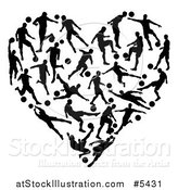 Vector Illustration of a Heart Formed of Silhouetted Soccer Players by AtStockIllustration