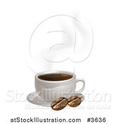 Vector Illustration of a Hot Cup of Coffee with Beans by AtStockIllustration