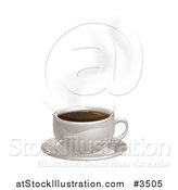 Vector Illustration of a Hot Cup of Coffee with Steam and a Saucer by AtStockIllustration