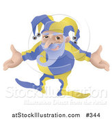 Vector Illustration of a Joker or Jester Man with His Arms out by AtStockIllustration