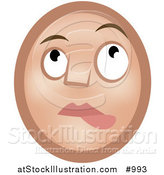 Vector Illustration of a Lip Biting Emoticon - Tan Version by AtStockIllustration