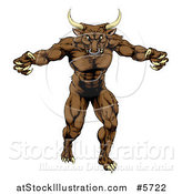 Vector Illustration of a Mad Brown Bull Mascot Attacking by AtStockIllustration