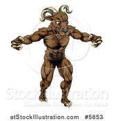 Vector Illustration of a Muscular Angry Ram with Claws Bared by AtStockIllustration