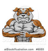 Vector Illustration of a Muscular Bulldog Man Punching One Fist into a Palm by AtStockIllustration