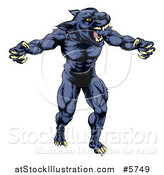 Vector Illustration of a Muscular Panther Man Mascot Attacking by AtStockIllustration