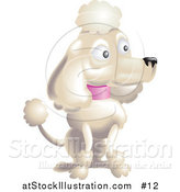 Vector Illustration of a Pampered White Female Poodle with a Pink Collar and Pompoms by AtStockIllustration