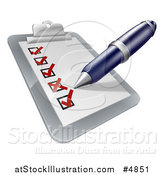 Vector Illustration of a Pen Filling out a Survey on a Clipboard by AtStockIllustration