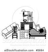 Vector Illustration of a Pile of Black and White Furniture by AtStockIllustration