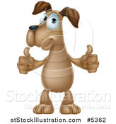 Vector Illustration of a Pleased Brown Dog Standing and Giving Two Thumbs up by AtStockIllustration