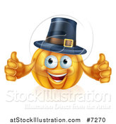 Vector Illustration of a Pleased Thanksgiving Pumpkin Character Wearing a Pilgrim Hat and Giving Two Thumbs up 2 by AtStockIllustration