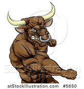 Vector Illustration of a Punching Muscular Bull Man Mascot by AtStockIllustration