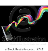 Vector Illustration of a Rainbow Spiraling out from a Modern Cell Phone by AtStockIllustration