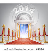 Vector Illustration of a Red Carpet Leading to a New Year Doorway by AtStockIllustration