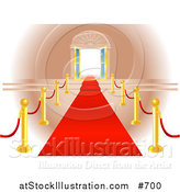 Vector Illustration of a Red Carpet Leading to Double Doors by AtStockIllustration