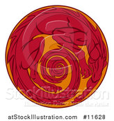 Vector Illustration of a Red Dragon Forming a Spiral in a Circle by AtStockIllustration
