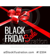 Vector Illustration of a Red Gift Bow and Black Friday Sale Text on Black by AtStockIllustration