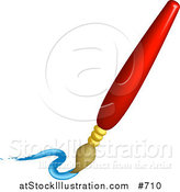 Vector Illustration of a Red Paintbrush Painting a Blue Squiggle by AtStockIllustration