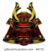 Vector Illustration of a Red Samurai Mask by AtStockIllustration