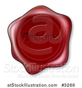 Vector Illustration of a Red Wax Seal Stamped with Authentic Text by AtStockIllustration