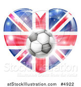 Vector Illustration of a Reflective British Union Jack Flag Heart and Soccer Ball by AtStockIllustration