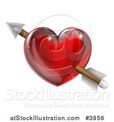 Vector Illustration of a Reflective Red Heart with Cupids Arrow by AtStockIllustration